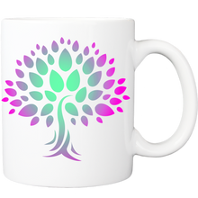 Mug with Wish Yielding Tree Design in Green and Magenta