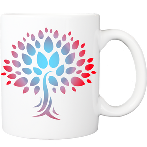 Mug with Wish Yielding Tree Design in Red and Turquoise