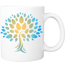 Mug with Wish Yielding Tree Design in Yellow and Blue