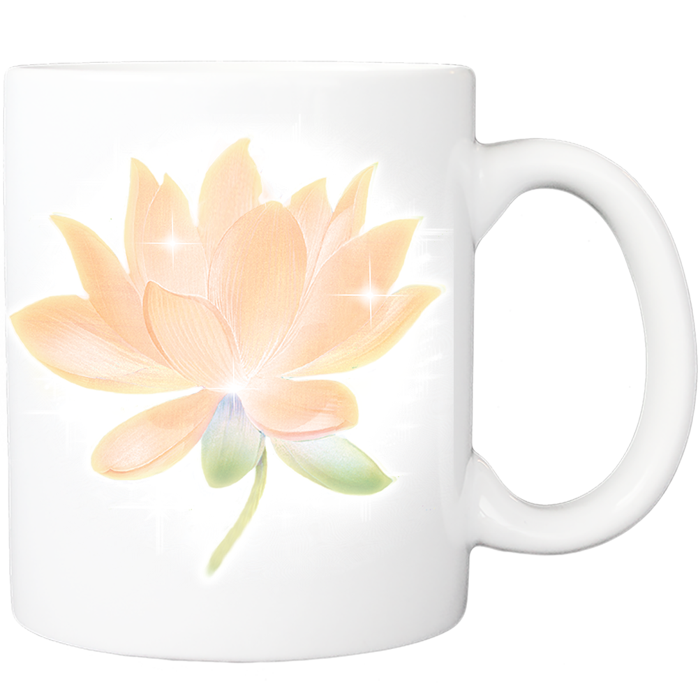 Mug with Peach Lotus Design